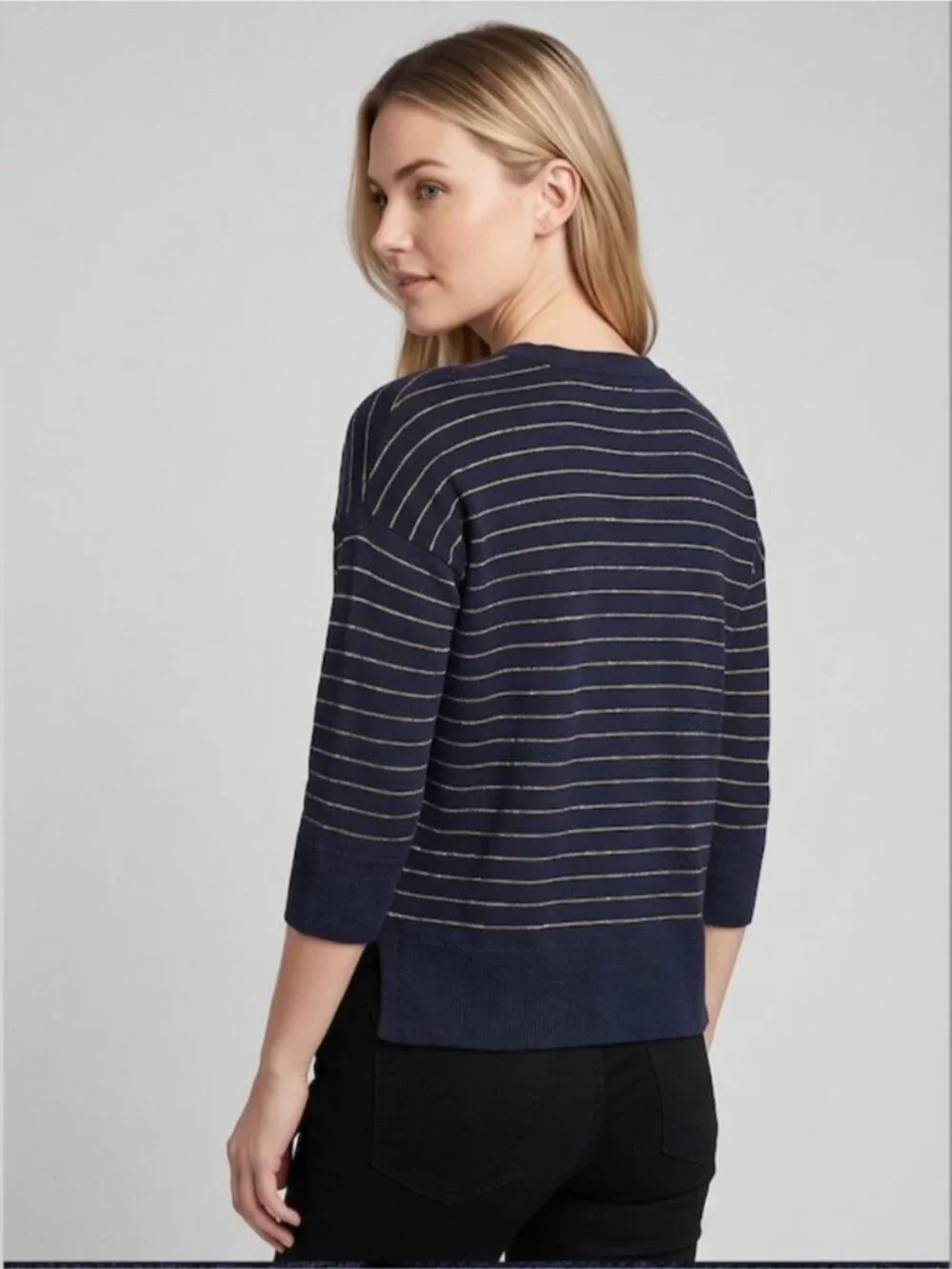 Club Monaco Striped Cardigan Black and Gold - Picture 2 of 6